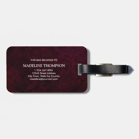 Stylish Agate Geode Burgundy Monogram Gepäckanhänger (Rückseite horizontal)