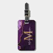 Stylish Agate Geode Lila Monogram Gepäckanhänger (Vorderseite vertikal)