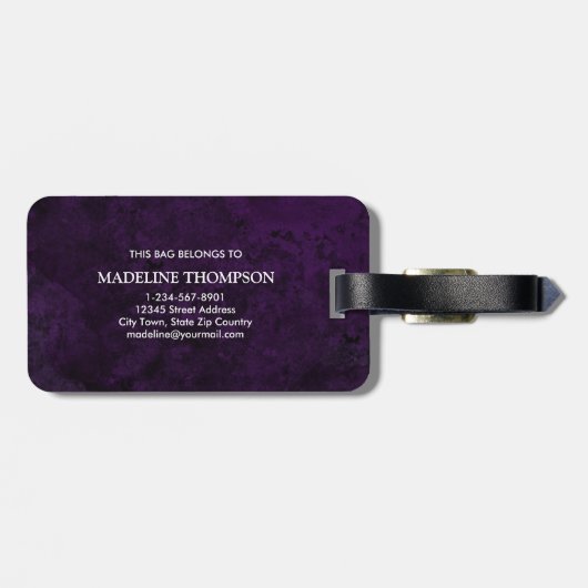 Stylish Agate Geode Lila Monogram Gepäckanhänger (Rückseite horizontal)