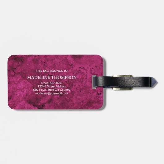 Stylish Agate Geode Pink Magenta Monogram Gepäckanhänger (Rückseite horizontal)