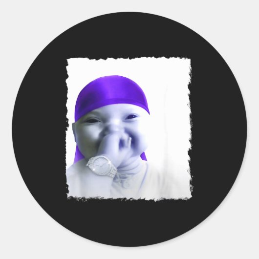 Stylish Ai Baby Holding Back Laugh Gigging Meme Runder Aufkleber (Vorderseite)