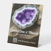 Stylish Amethyst Geode Custom QR Sockelschild (Vorderseite)