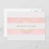 Stylish and Elegant Striped Pink and Gold Circles Postkarte (Vorne/Hinten)