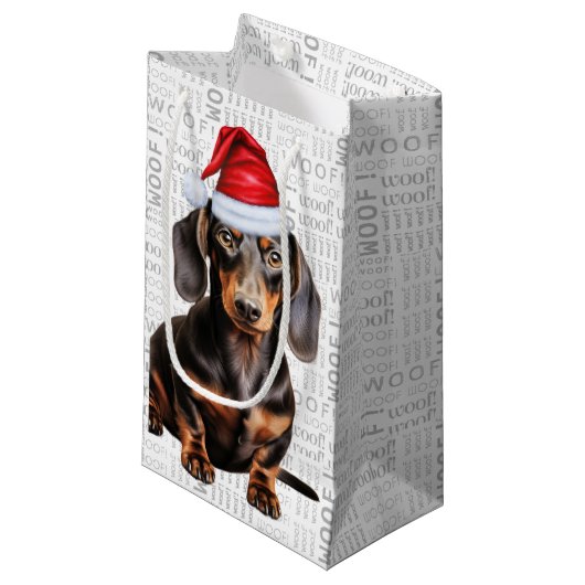 Stylish and Funny Dachshund Lover Christmas Kleine Geschenktüte (Vorderseite Schrägansicht)
