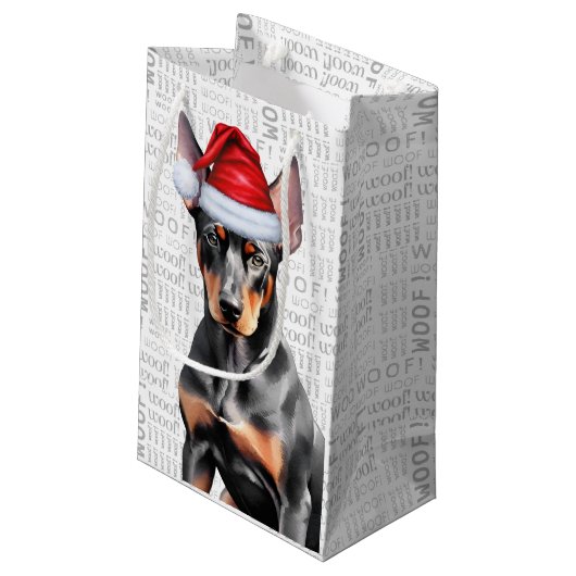Stylish and Funny Doberman Lover Christmas Kleine Geschenktüte (Rückseite Schrägansicht)
