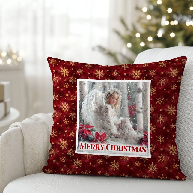 Stylish Angel Red Gold Custom Name Personalized  Kissen (Stylish Angel Red Gold Custom Name Personalized Christmas Pillow

)