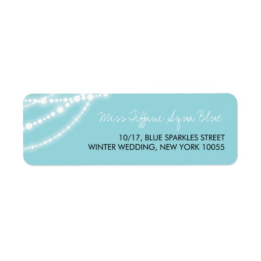 Stylish Aqua Glitzern Glow Strands Wedding Address (Vorne)