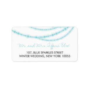 Stylish Aqua Glitzern Glow Strands Wedding Address Adressaufkleber