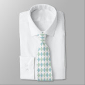 Stylish Aqua & Sea Foam Green Argyle Neck Tie Krawatte (Gebunden)