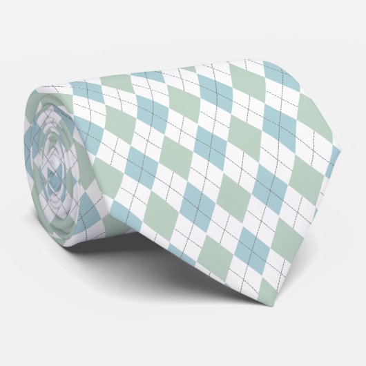 Stylish Aqua & Sea Foam Green Argyle Neck Tie Krawatte (Gerollt)