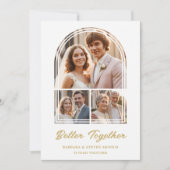 Stylish Arch 3 Photos Elegant Wedding Anniversary Einladung (Vorderseite)