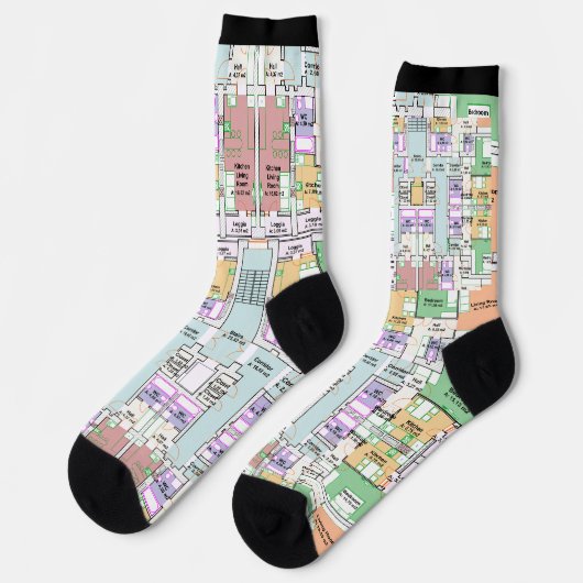 Stylish Architectural Blueprint Socks Socken (Linkes Detail)
