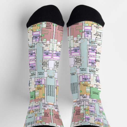 Stylish Architectural Blueprint Socks Socken (Oben)