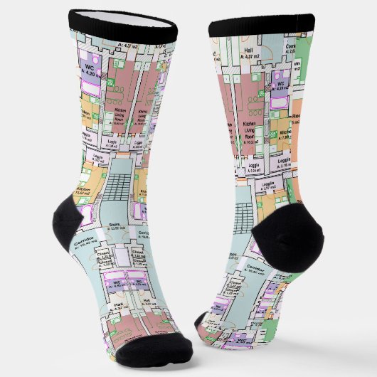 Stylish Architectural Blueprint Socks Socken (Gewinkelt)