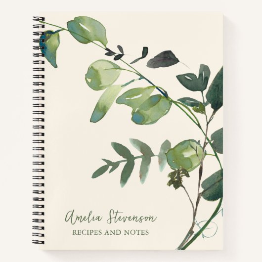 Stylish Autumn Botanical Greenery Name Recipe Notizblock (Vorderseite)