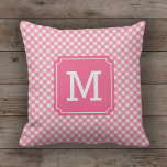 Stylish Baby Pink Gingham Name Monogram Kissen<br><div class="desc">Dieses stilvolle mit Monogramm Kissen ist mit einem Gingham-Muster in Babypink ausgestattet. Dieses Kissen eignet sich perfekt für eine schlichte und schicke Suche nach Ihrem Zuhause- oder Studentenzimmer. Personalisieren Sie es, indem Sie den Platzhalter-Text ersetzen. Für weitere Optionen, wie zum Beispiel den Schriftart zu ändern und seine Größe, klicken Sie...</div>