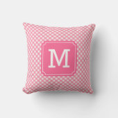 Stylish Baby Pink Gingham Name Monogram Kissen (Vorderseite)