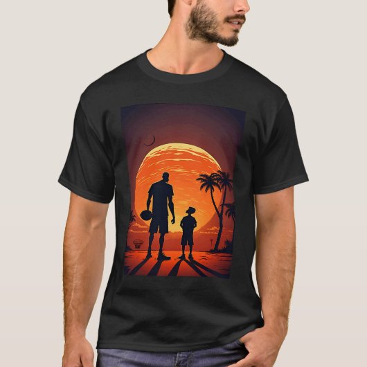 Stylish Basketball Enthusiasts Father and Son Play T-Shirt (Vorderseite)