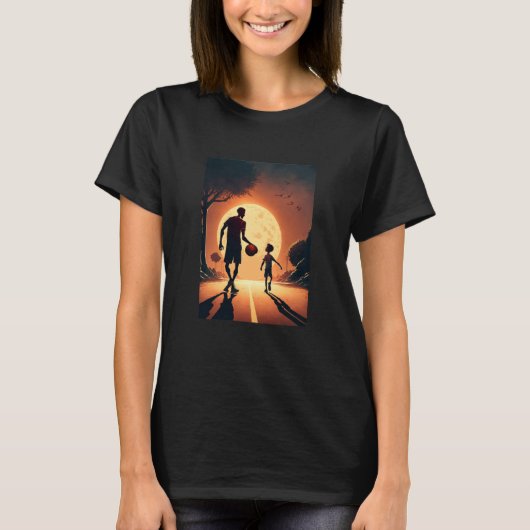 Stylish Basketball Enthusiasts Father and Son Play T-Shirt (Vorderseite)