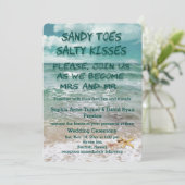 Stylish Beach Starfish Hochzeit nach Maß Einladung (Stehend Vorderseite)