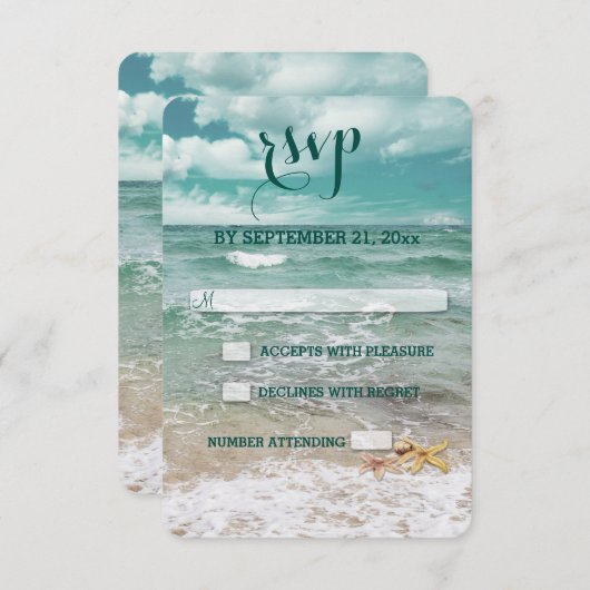 Stylish Beach Starfish Wedding RSVP (Vorne/Hinten)