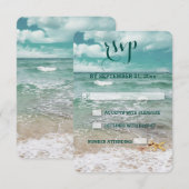Stylish Beach Starfish Wedding RSVP Karte (Vorne/Hinten)