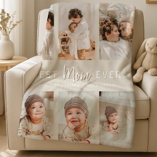 Stylish Best Mom Ever 6 Photo Fleecedecke