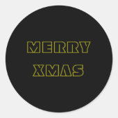 Stylish Black And Gold Merry Xmas Script Christmas Runder Aufkleber (Vorderseite)