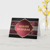 Stylish Black and Red Shaadi Mubarak Karte (Gelbe Blume)