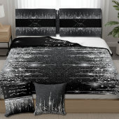 Stylish Black and Silver Sparkly Icicle Surname Kissenbezug