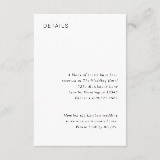 Stylish Black and White Minimalist Wedding Begleitkarte (Vorderseite)