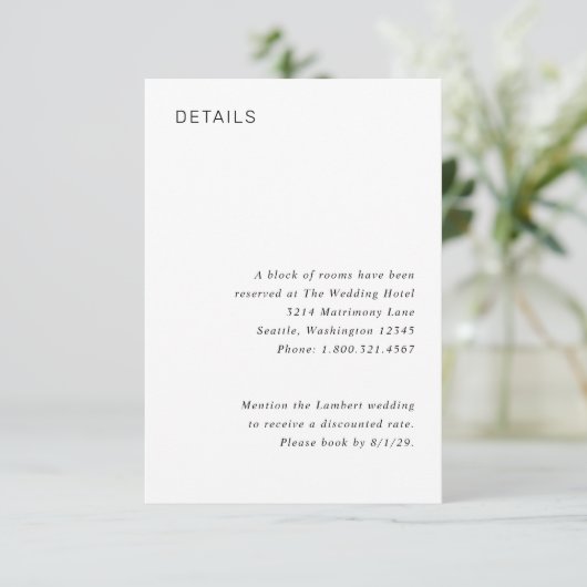 Stylish Black and White Minimalist Wedding Begleitkarte (Stehend Vorderseite)