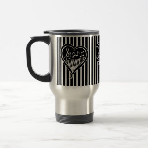 Stylish Black and white musical notes and piano Reisebecher