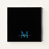 Stylish Black Blue Monogram Initial Script Name Notizblock (Rückseite)