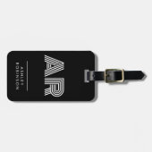 Stylish Black Bold Two Monogram Initial Gepäckanhänger (Vorderseite horizontal)