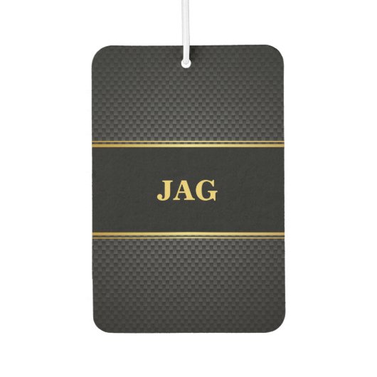 Stylish Black Carbon Gold Monogram Autolufterfrischer (Vorderseite)