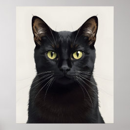 Stylish Black Cat Illustration Poster