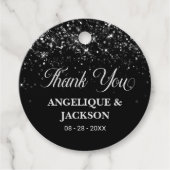 Stylish Black Glitzer Vielen Dank für Ihre Unterst Geschenkanhänger (Vorderseite)