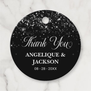 Stylish Black Glitzer Vielen Dank für Ihre Unterst Geschenkanhänger