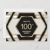 Stylish Black Gold 100. Geburtstagsparty Einladung (Rückseite)