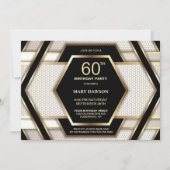 Stylish Black Gold 60. Geburtstagsparty Einladung (Vorderseite)
