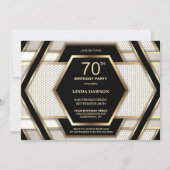Stylish Black Gold 70. Geburtstagsparty Einladung (Vorderseite)