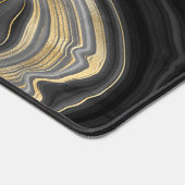 Stylish Black Gold Agate Geode Personalisiert Schreibtischunterlage (Ecke)