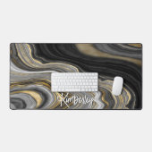 Stylish Black Gold Agate Geode Personalisiert Schreibtischunterlage (Tastatur & Maus)