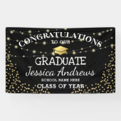Stylish Black & Gold Class 2025 Abschluss Banner (Horizontal)