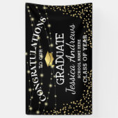 Stylish Black & Gold Class 2025 Abschluss Banner (Vertikal)