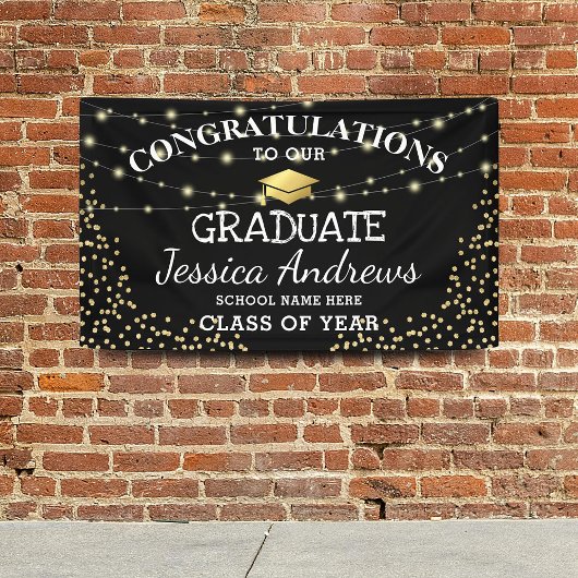 Stylish Black & Gold Class 2025 Abschluss Banner