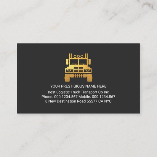 Stylish Black Gold Corners Trucker Visitenkarte (Rückseite)
