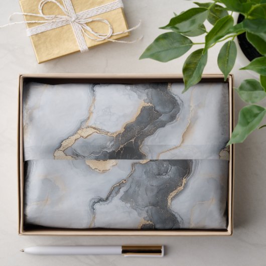 Stylish Black & Gold Marble Pattern Tissue Paper Seidenpapier (Geschenk)
