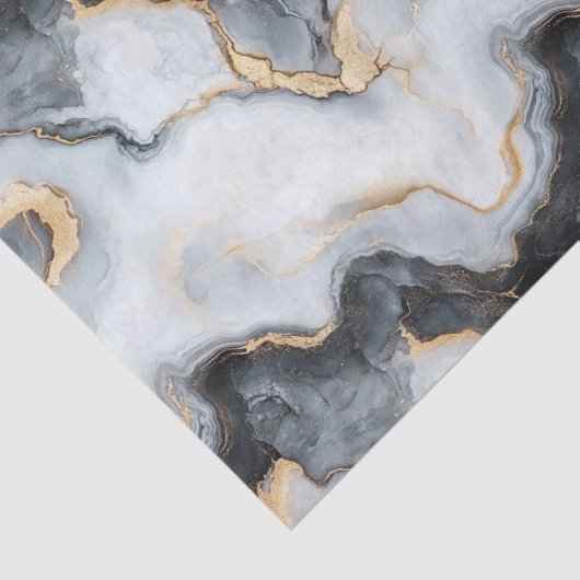 Stylish Black & Gold Marble Pattern Tissue Paper Seidenpapier (Detail)